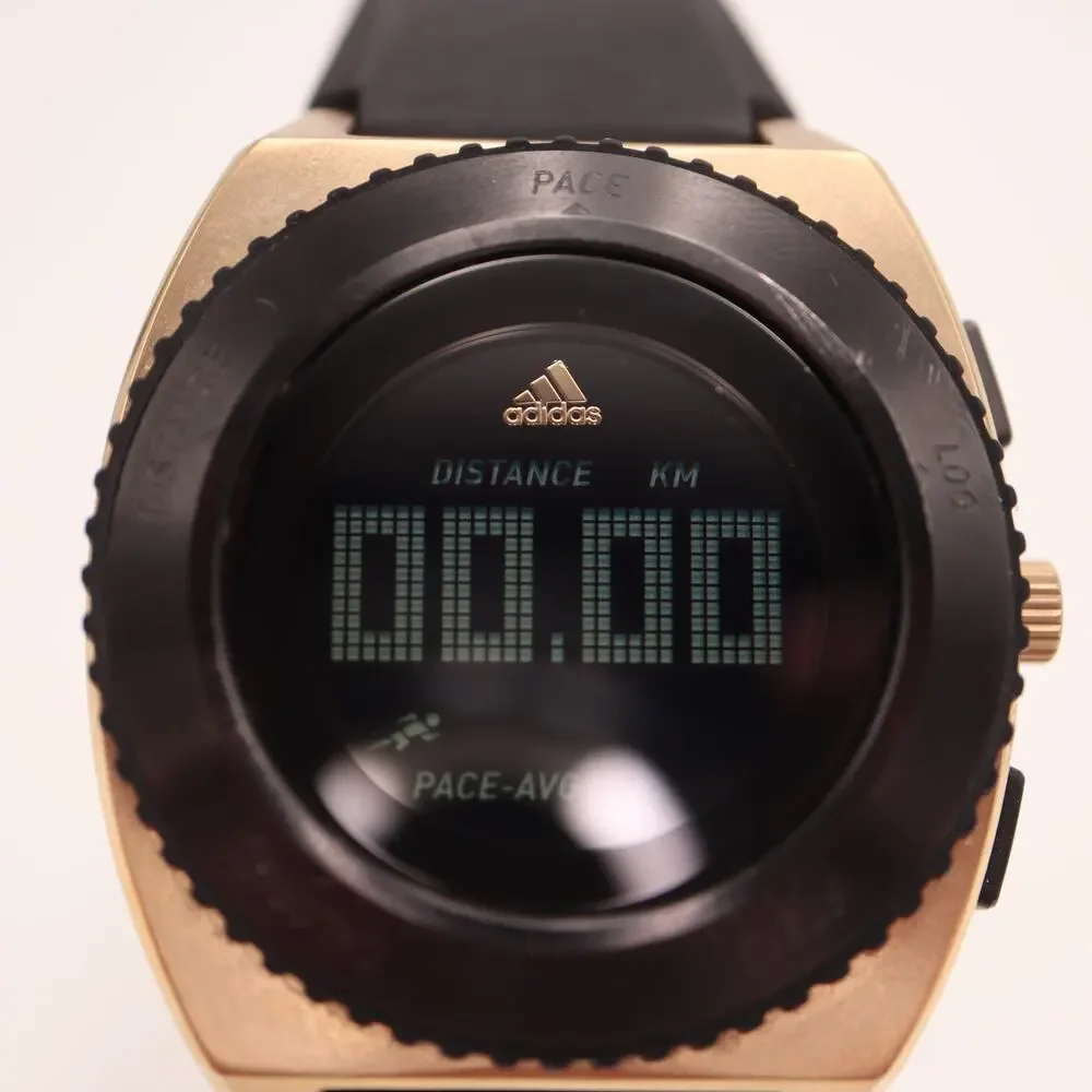 Adidas Sport Mens 42mm Gold Black Tone Digital Watch Running Track w New Battery